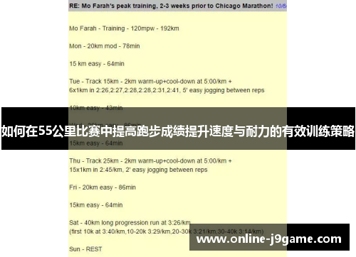 如何在55公里比赛中提高跑步成绩提升速度与耐力的有效训练策略