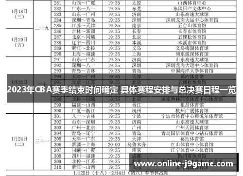 2023年CBA赛季结束时间确定 具体赛程安排与总决赛日程一览